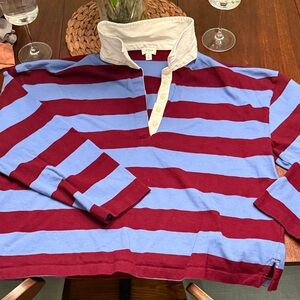 J. Crew Burgundy and Light Blue Striped Button Down Shirt
